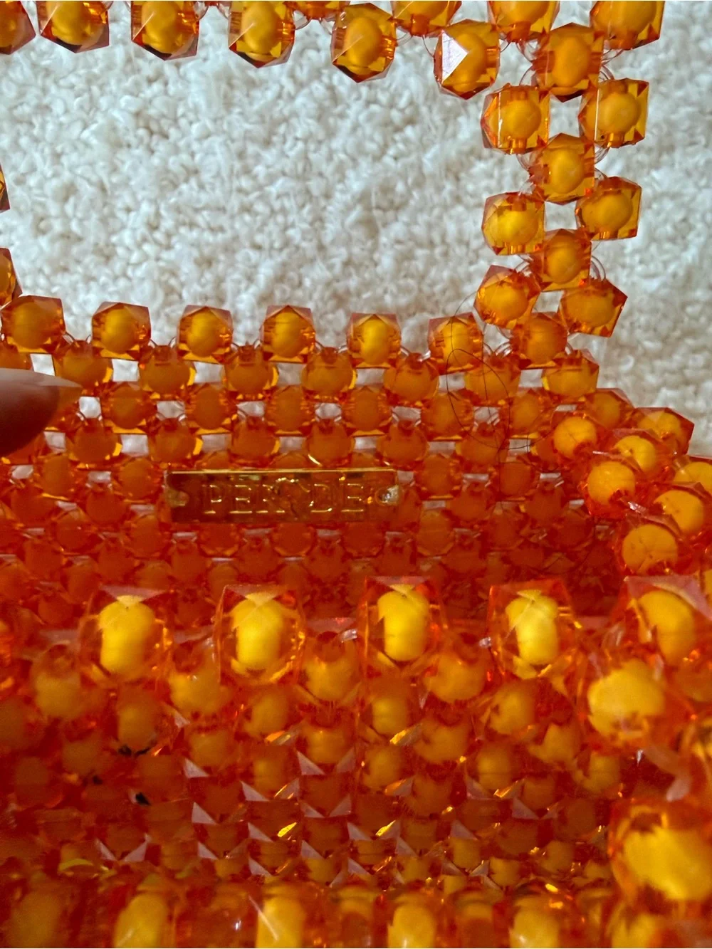 Perade Orange Acrylic Beaded Mini Bag | Handmade | Statement Handbag Clutch